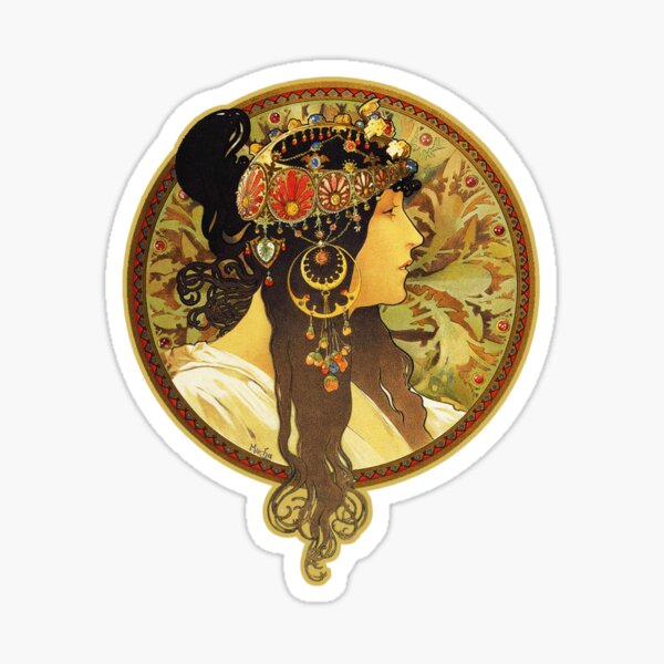 Item preview, HD Byzantine Heads: Brunette (1897) Mucha T shirts/Pillows/and more designed and sold by MINDTHECHERRY.