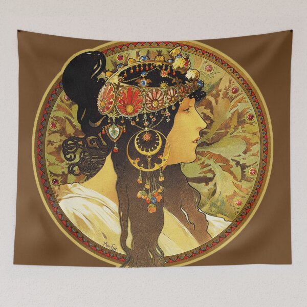Item preview, HD Byzantine Heads: Brunette (1897) Mucha T shirts/Pillows/and more designed and sold by MINDTHECHERRY.
