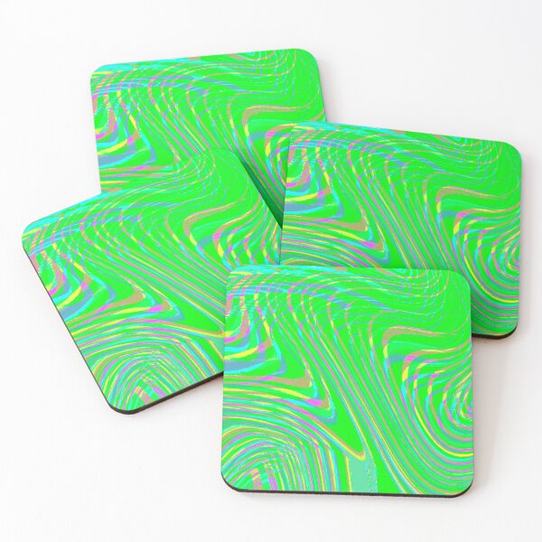 Item preview, Modern Liquid Swirl Abstract Pattern Square Vibrant Neon Green Multicolor Design designed and sold by theprintedclub.