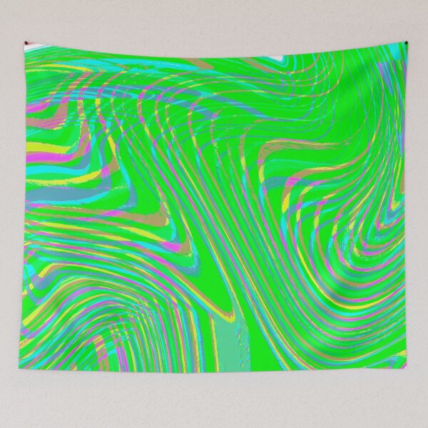 Item preview, Modern Liquid Swirl Abstract Pattern Square Vibrant Neon Green Multicolor Design designed and sold by theprintedclub.