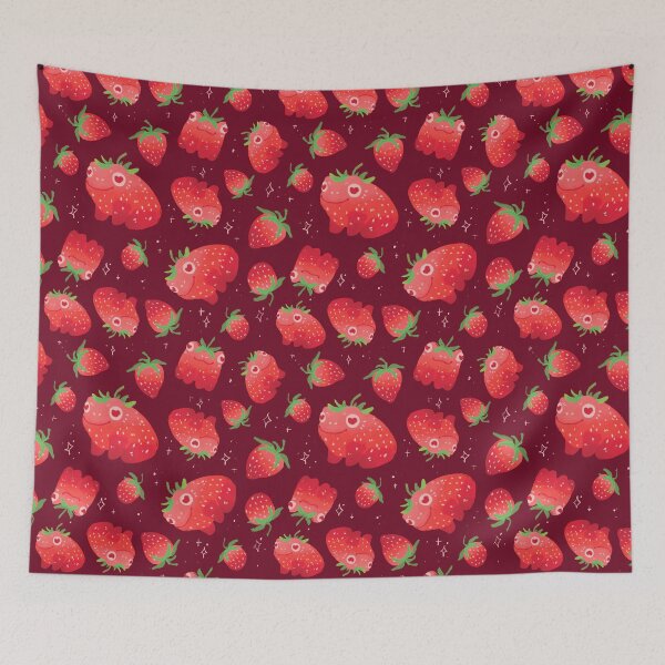Item preview, Strawberry frogs repeating pattern  designed and sold by Howlites.