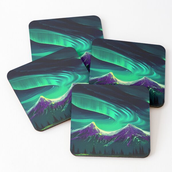Item preview, aurora in the northern lands stunning view with mountains and lakes, nature painting #6 designed and sold by supeart.
