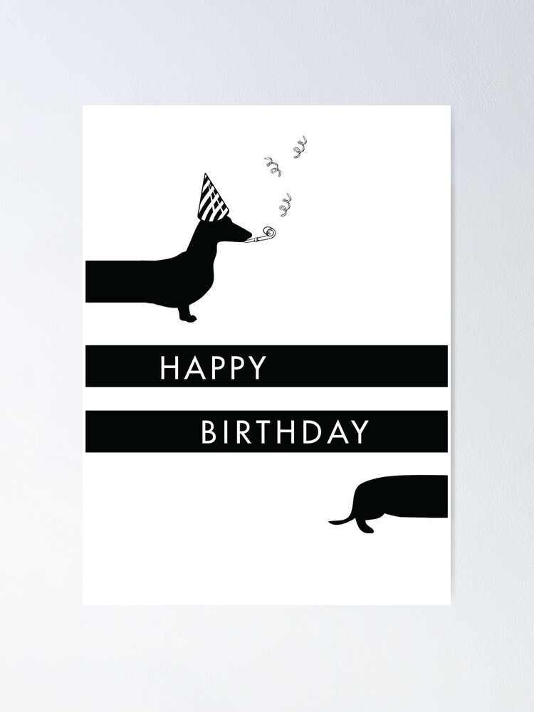 Poster Teckel Joyeux Anniversaire Conception Par Miluri Redbubble