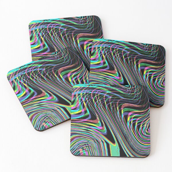 Item preview, Modern Liquid Swirl Abstract Pattern Square Vibrant Neon Tones and Black Multicolor Design designed and sold by theprintedclub.