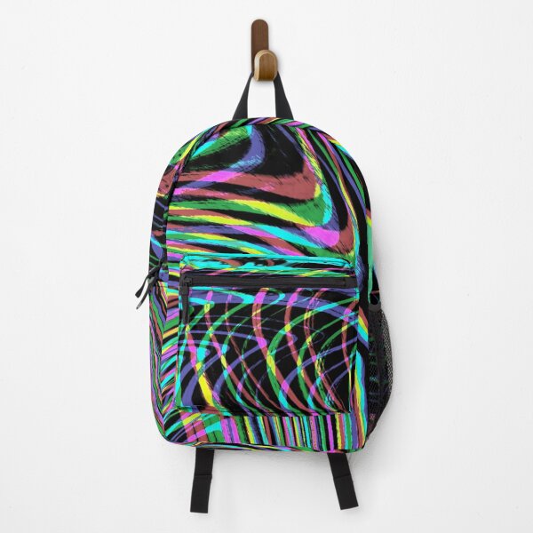 Item preview, Modern Liquid Swirl Abstract Pattern Square Vibrant Neon Tones and Black Multicolor Design designed and sold by theprintedclub.