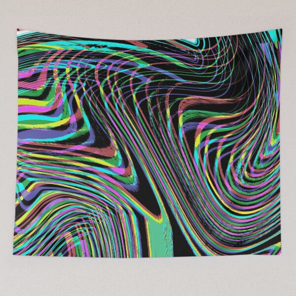 Item preview, Modern Liquid Swirl Abstract Pattern Square Vibrant Neon Tones and Black Multicolor Design designed and sold by theprintedclub.