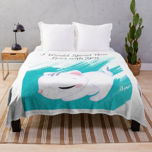 Item preview, I would spend Nine Lives with You - White cat cartoon - Yoga - stretch - cat - meditate - blue swatch background - cartoon aesthetic - Adorable designed and sold by Mechanical-Artt.