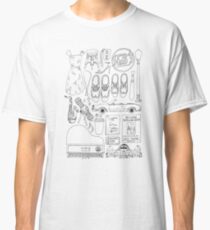 La La Land Flatlay Illustration Black & White Line Drawing Classic T-Shirt