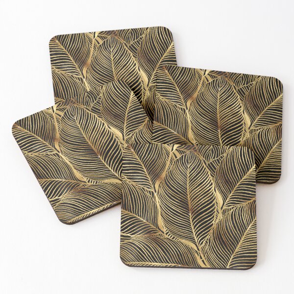 Item preview, Gold Leaves Black Elegant Pattern designed and sold by NdesignTrend.