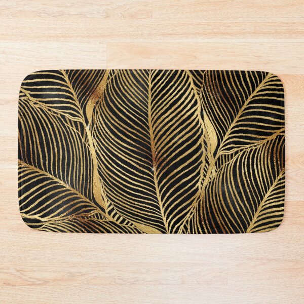 Item preview, Gold Leaves Black Elegant Pattern designed and sold by NdesignTrend.