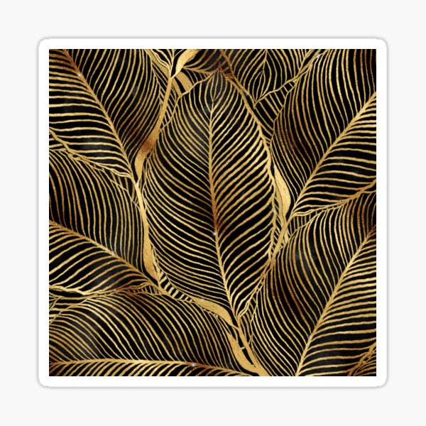 Item preview, Gold Leaves Black Elegant Pattern designed and sold by NdesignTrend.