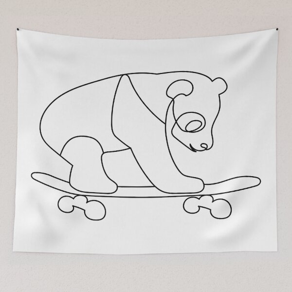 Item preview, Skateboarding Panda | One Line Drawing | One Line Art | Minimal | Minimalist designed and sold by One-Line-Artist.