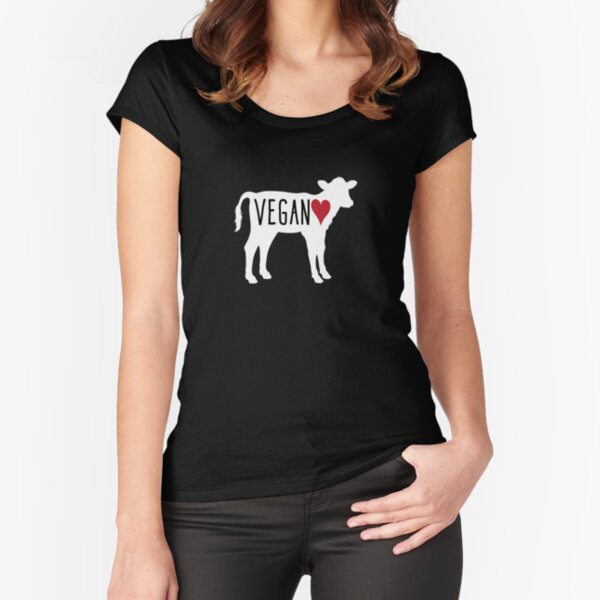 Vegan Cow Heart Fitted Scoop T-Shirt