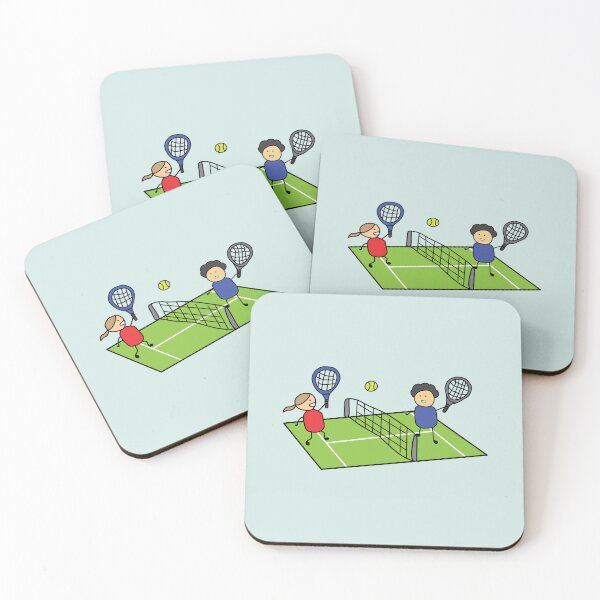 Item preview, funny boy and girl playing tennis on a tennis field  designed and sold by wordspotrayal.