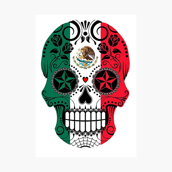 Lámina Fotográfica Mexican Skull Heart Art Tatooman Calavera El Dia De