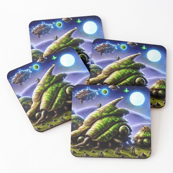 Item preview, Green alien battlesnails with tripods and alien seastars designed and sold by BrachiaST.