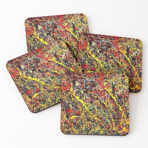 Item preview, Abstract Jackson Pollock Painting Original Art ,artwork by Jackson Pollock, red, yellow, black, designed and sold by kinsley45.