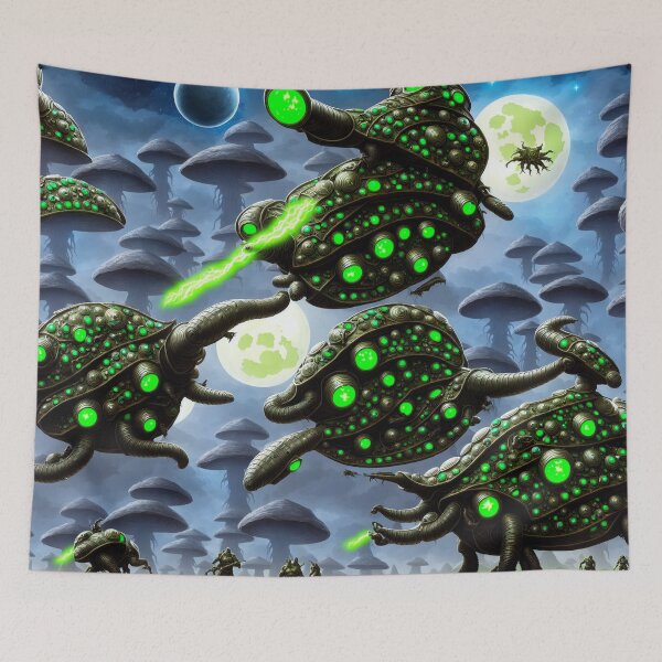 Item preview, A fleet of battlesnails testing flight engines in an alien shroom planet setting designed and sold by BrachiaST.