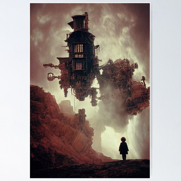 Alternative movie poster for Howl's Moving Castle in vintage Gothic photography style Poster