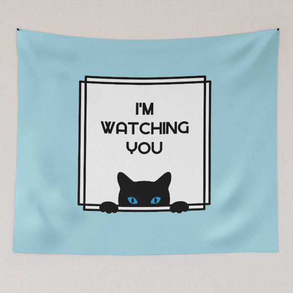 Item preview, the cat that likes to spy on its owner_Black Cat Watching_My Cat Stare At Me designed and sold by jessie848v.