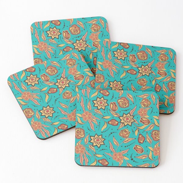 Aperçu de l'œuvre Motif floral turquoise / couleur d'automne créée et vendue par JMWCD.