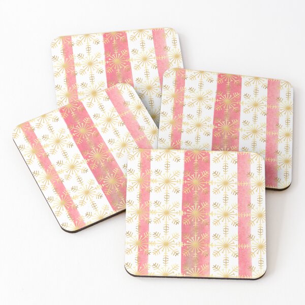 Item preview, red stripe pattern golden snowflakes designed and sold by FONESAY.