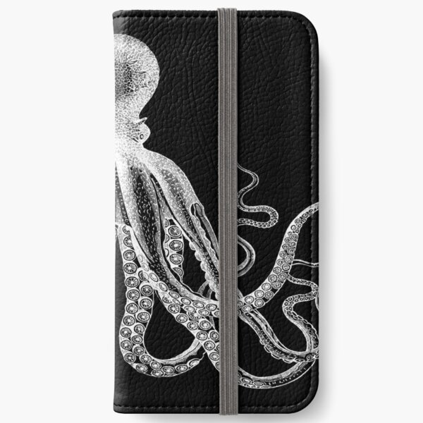 Octopus | Vintage Octopus | Tentacles | Sea Creatures | Nautical | Ocean | Sea | Beach | Black and White | iPhone Wallet