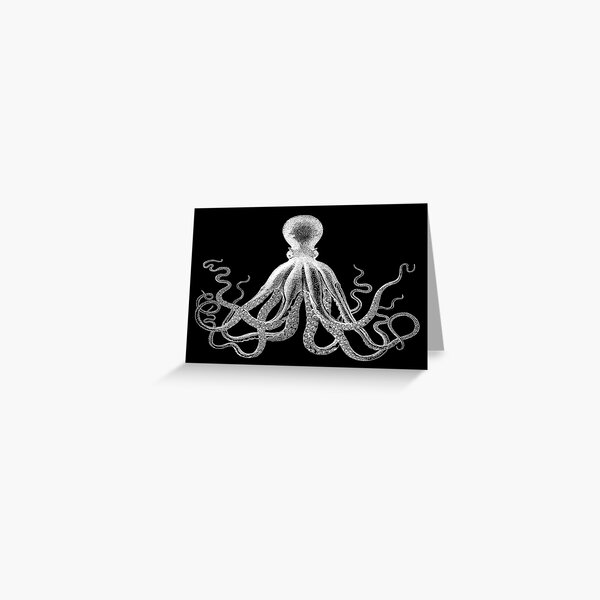 Octopus | Vintage Octopus | Tentacles | Sea Creatures | Nautical | Ocean | Sea | Beach | Black and White |  Greeting Card