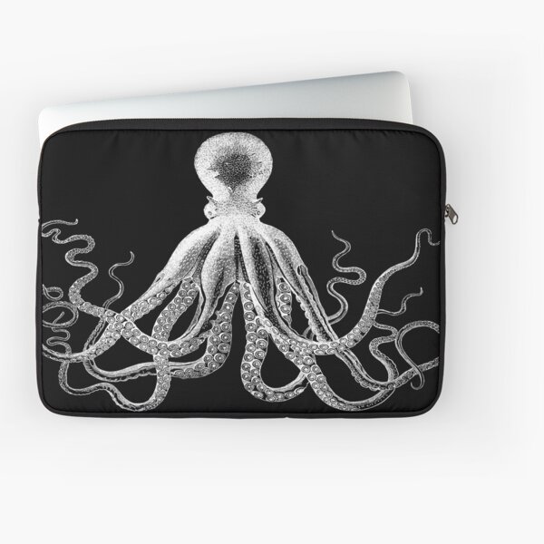 Octopus | Vintage Octopus | Tentacles | Sea Creatures | Nautical | Ocean | Sea | Beach | Black and White | Laptop Sleeve