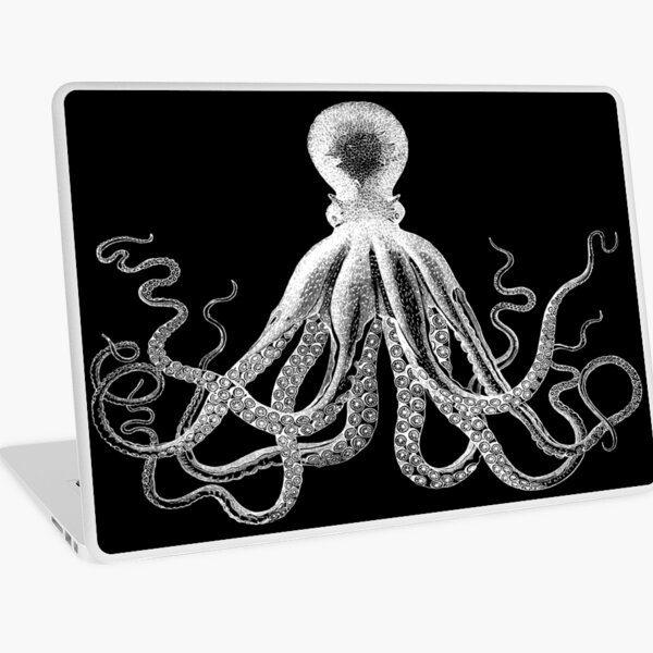 Octopus | Vintage Octopus | Tentacles | Sea Creatures | Nautical | Ocean | Sea | Beach | Black and White | Laptop Skin