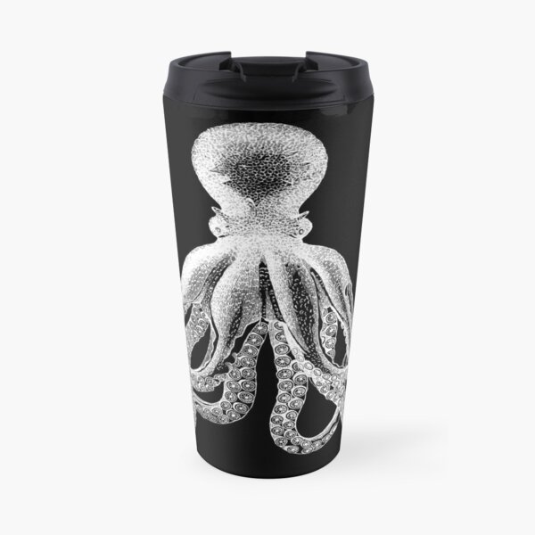 Octopus | Vintage Octopus | Tentacles | Sea Creatures | Nautical | Ocean | Sea | Beach | Black and White | Travel Mug