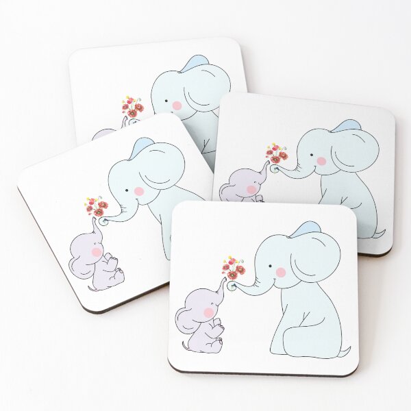 Item preview, Watercolor Baby Elephant Love Flowers designed and sold by virillanissa.