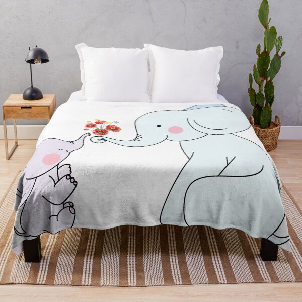 Item preview, Watercolor Baby Elephant Love Flowers designed and sold by virillanissa.