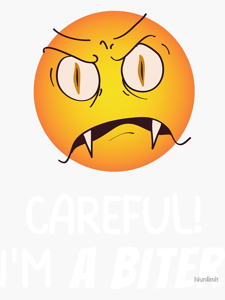 "Careful, I'm a Biter! Angry Vampire Emoji" Sticker for Sale by