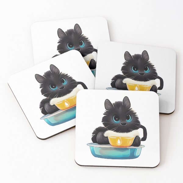Item preview, Fluffy cat sits at the table and drinks milk. designed and sold by KOTOdesign.