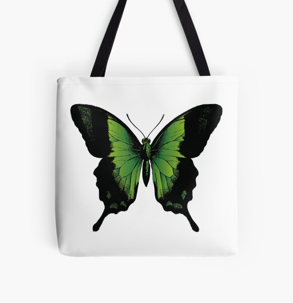 Green Butterfly | Vintage Butterfly | Green and Black | All Over Print Tote Bag