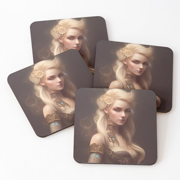 Item preview, Steampunk beautiful blonde in corset dress art designed and sold by Eliteijr.