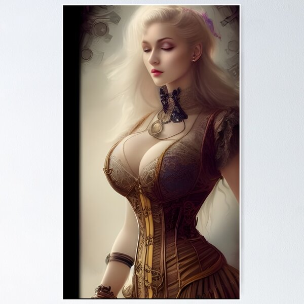 Breathtaking blonde in steampunk corset dress Poster for Sale by