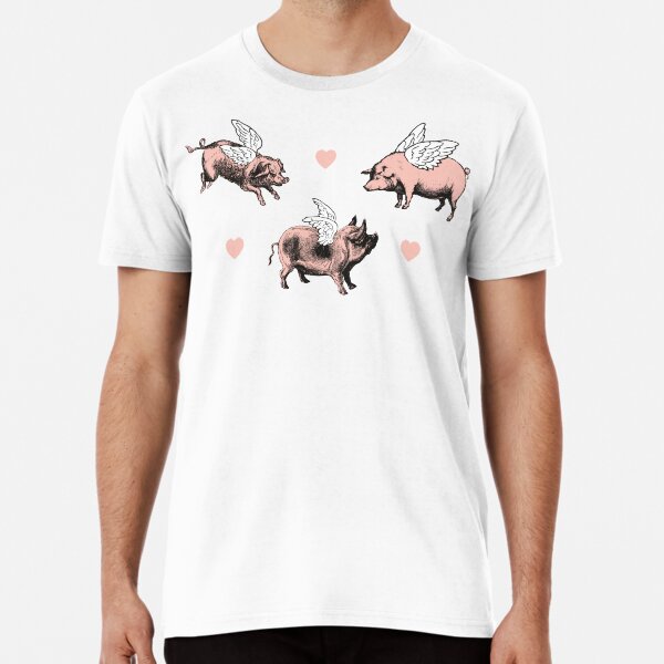 Flying Pigs Pattern | Vintage Pigs | When Pigs Fly | Pigs with Wings | Premium T-Shirt