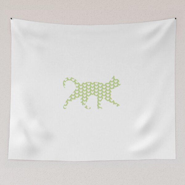 Item preview, cat and hearts green color designed and sold by Elfinsarts17.