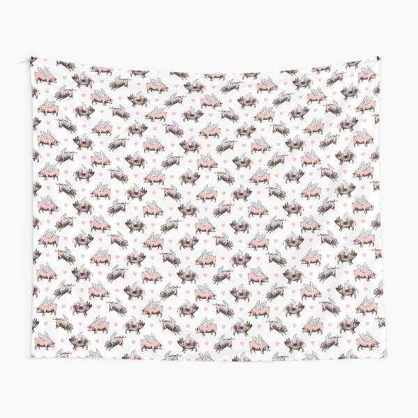 Flying Pigs Pattern | Vintage Pigs | When Pigs Fly | Pigs with Wings | Tapestry