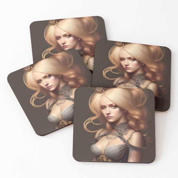 Item preview, Steampunk pretty blonde girl in corset dress art tattoo designed and sold by Eliteijr.