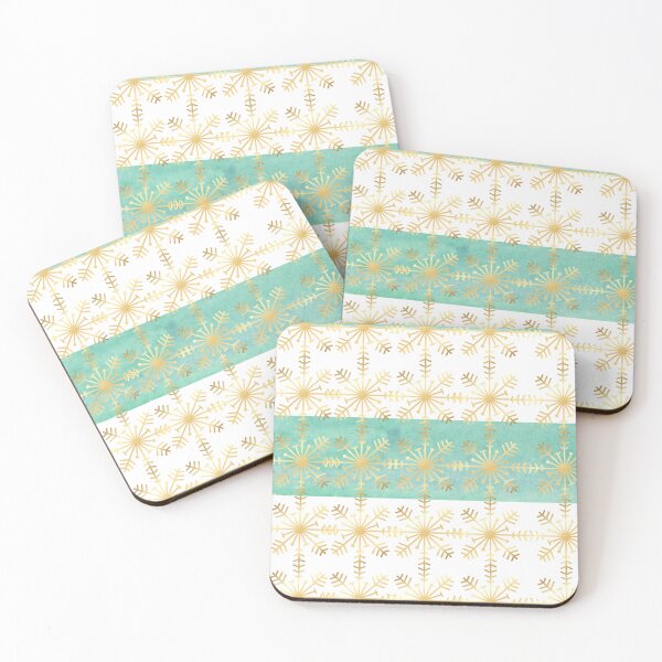 Item preview, blue stripe pattern with gold snowflakes designed and sold by FONESAY.