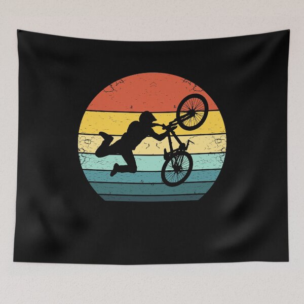 Item preview, Bmx Cyclist Silhouette on A 70s Vintage Sunset designed and sold by KleverOlivier.