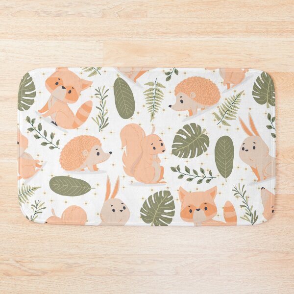 Item preview, Autmun Forest with Rabbits, Foxes, Hedgehogs (green) designed and sold by Dorina Larsdotter.