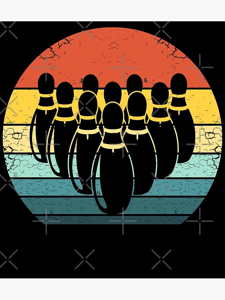 "70s Bowling Pins Vintage Sunset for Retro Players" Poster for Sale by