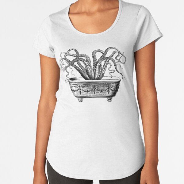 Tentacles in the Tub | Octopus in Bathtub | Vintage Octopus | Black and White | Premium Scoop T-Shirt