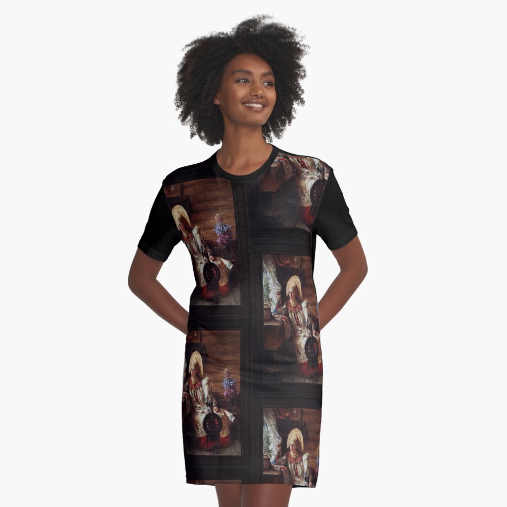 A Boyarina Beauty by Konstantin Makovsky - A Beautiful Russian Portrait 4 A Boyarina Beauty by Konstantin Makovsky Remastered Xzendor7 Classical Art Old Masters Reproductions Graphic T-Shirt Dress