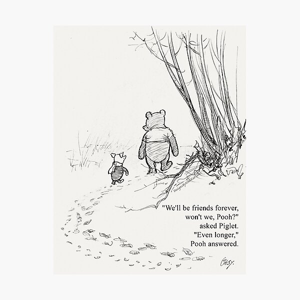 Vista previa del artículo con la obra «Amigos de Winnie the Pooh y Piglet para siempre», diseñado y vendido por Designs by Kool Kat.