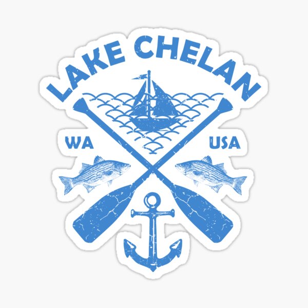 Lake Chelan Washington, Boating, Fishing Sticker for Sale by  KrisSidDesigns